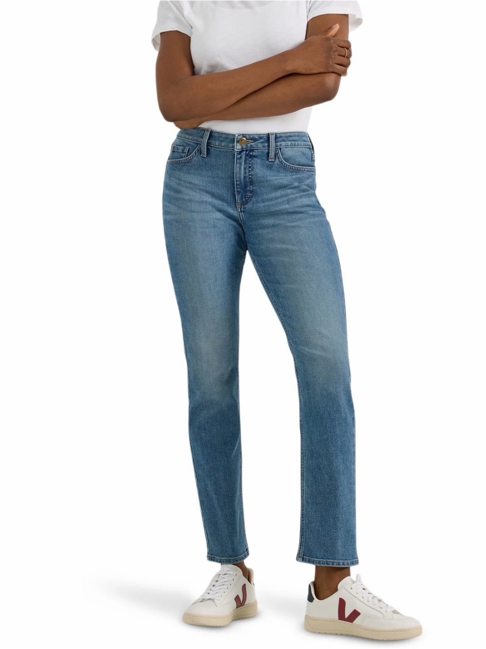 Lee Women's Straight Leg Jeans in Medium Blue Wash